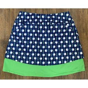 Birdies and Bows Blue and Green golf skort.
